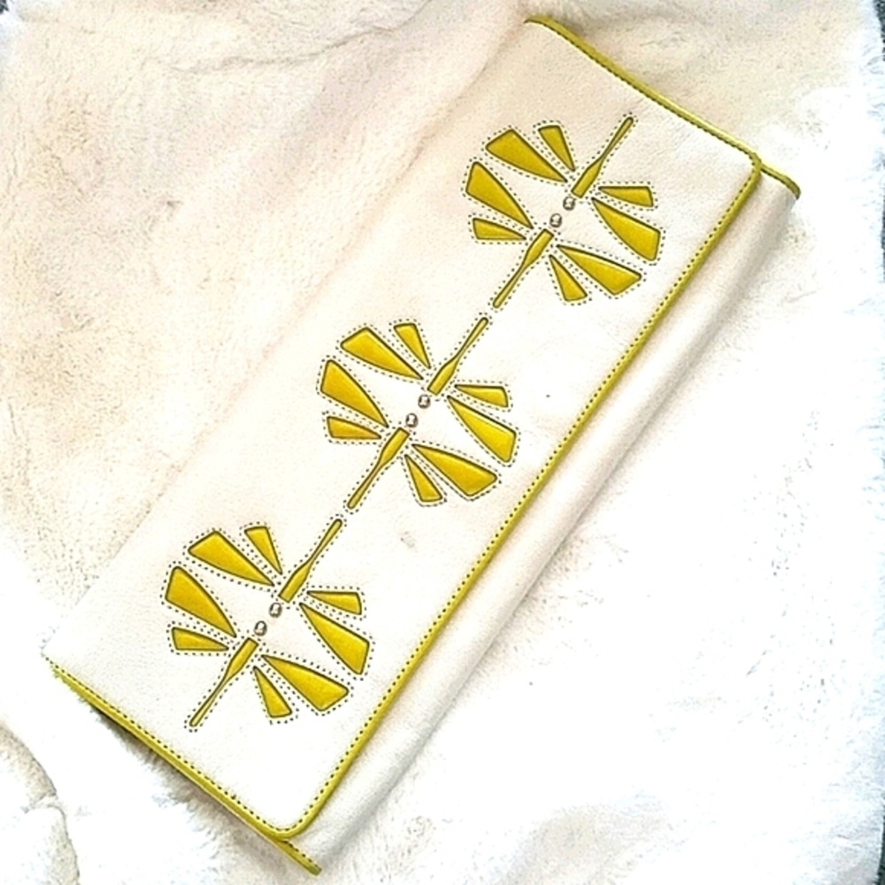 VINTAGE KATE SPADE BRYNDIS DRAGON FLY WHITE CLUTCH PURSE Garden COLLECTORS